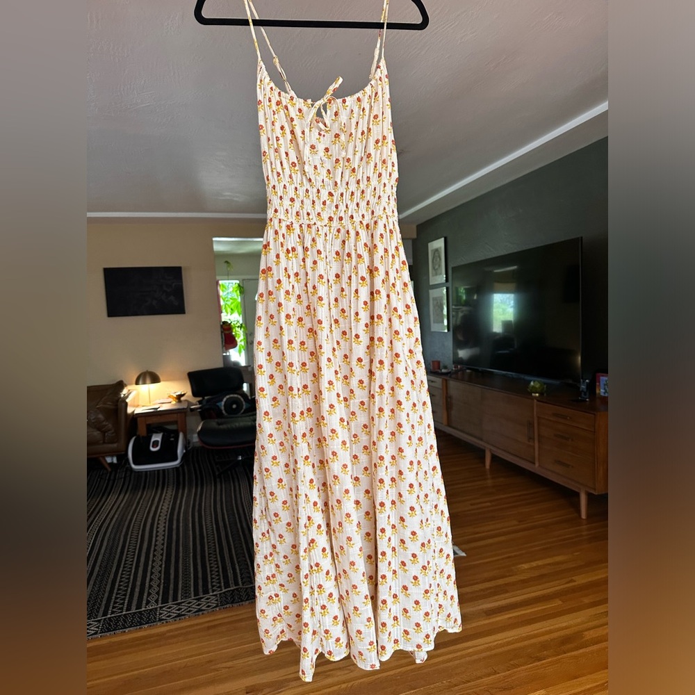 Madewell Sophia Cami Midi Dress in Wild Calendula block print